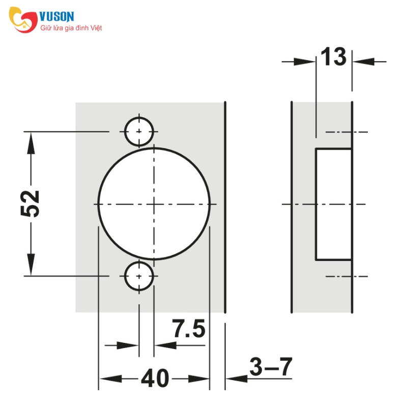 Bản lề trùm nửa Metalla 310 A/SM 95° cửa gỗ Hafele - 311.81.505