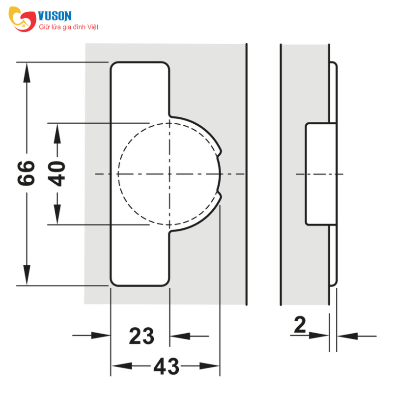 Bản lề trùm nửa Metalla 310 A/SM 95° cửa gỗ Hafele - 311.81.505