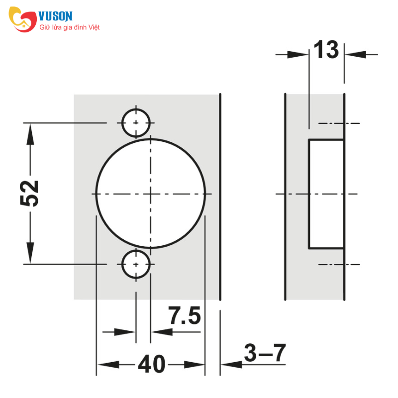 Bản lề lọt lòng Metalla 310 A/SM 95° cửa gỗ Hafele - 311.81.506