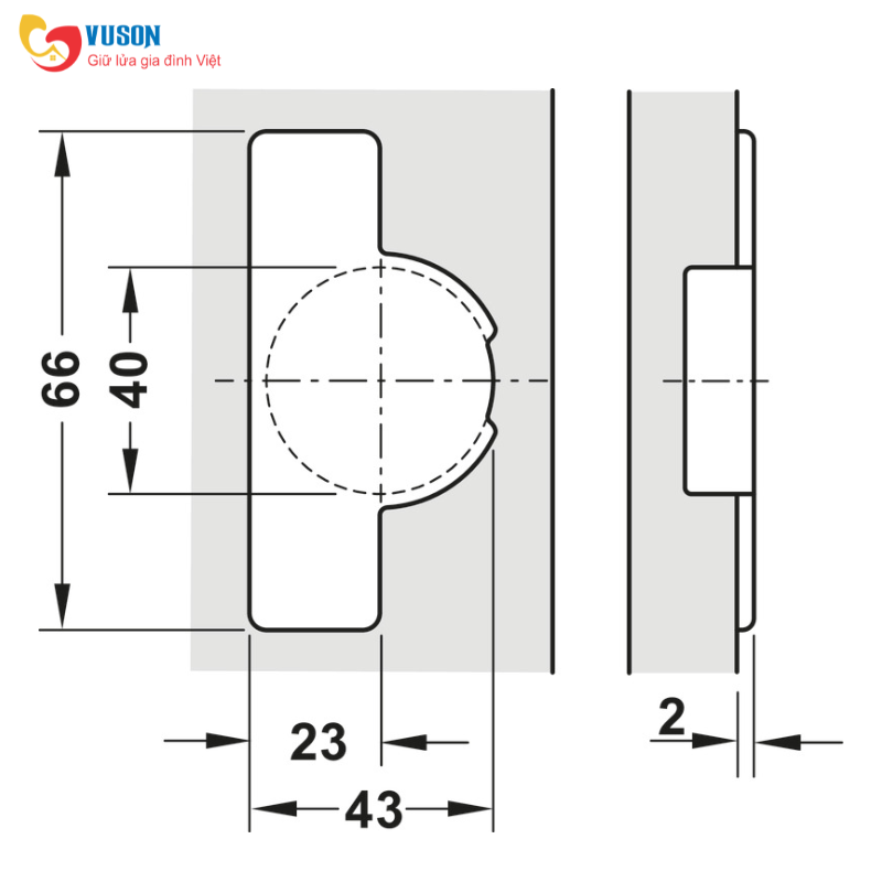 Bản lề lọt lòng Metalla 310 A/SM 95° cửa gỗ Hafele - 311.81.506