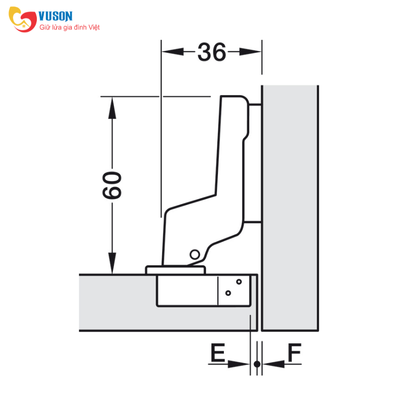 Bản lề trượt lọt lòng Metalla 310 A 110° Hafele - 311.88.532