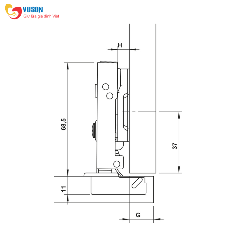Bản lề trùm ngoài giảm chấn DIY SUS304 Hafele - 315.07.113