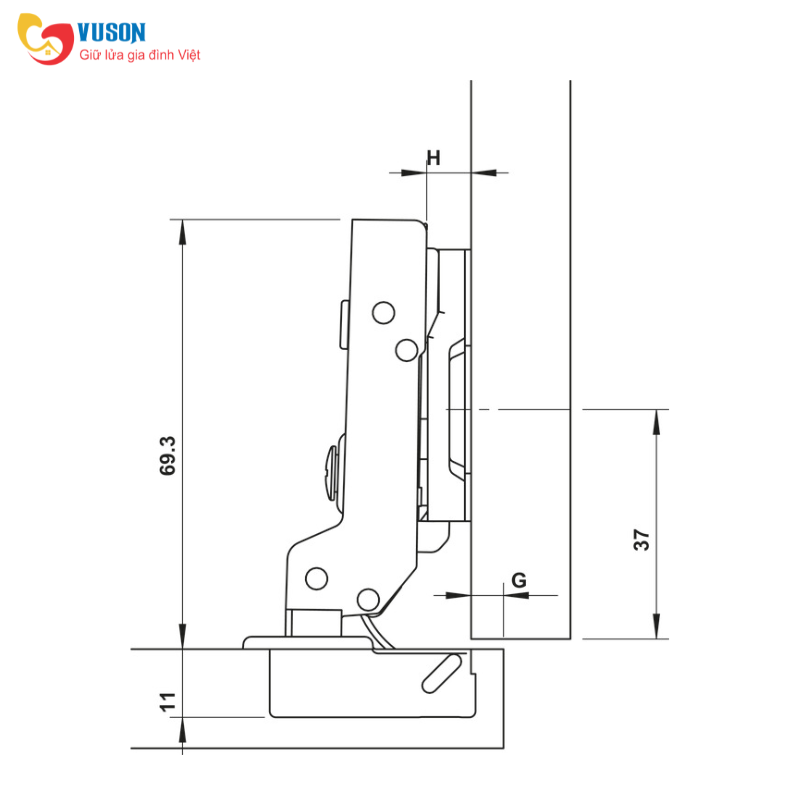 Bản lề trùm nửa giảm chấn DIY SUS304 Hafele - 315.07.114