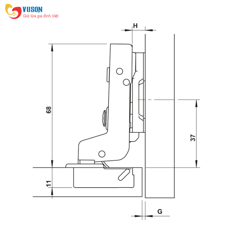 Bản lề lọt lòng giảm chấn DIY SUS304 Hafele - 315.07.115