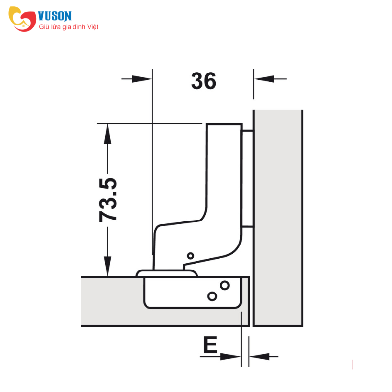 Bản lề lọt lòng Metalla SM 110° không bật Hafele - 315.18.302