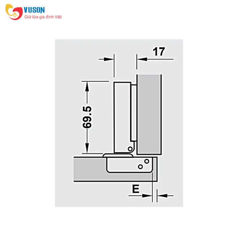 Bản lề trùm ngoài giảm chấn Metalla SM 110° đen Hafele - 315.20.750