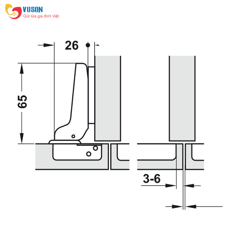 Bản lề trùm nửa giảm chấn Metalla SM 110° đen Hafele - 315.20.751