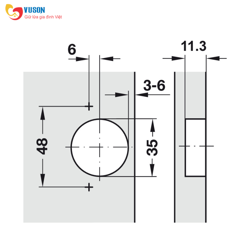Bản lề lọt lòng giảm chấn Metalla SM 110° đen Hafele - 315.20.752