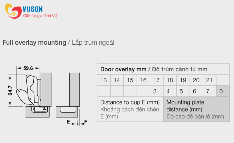 Bản lề trùm ngoài Metalla SM 165° đen giảm chấn Hafele - 315.28.750