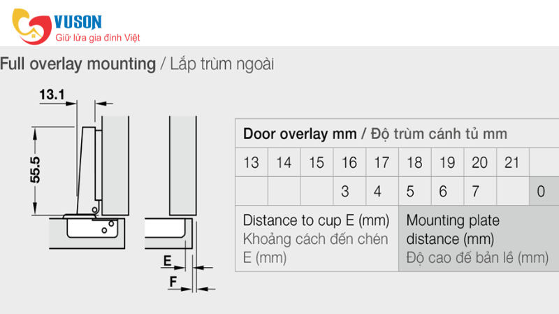 Bản lề trùm ngoài Metalla A 110° không bật Hafele - 315.31.550