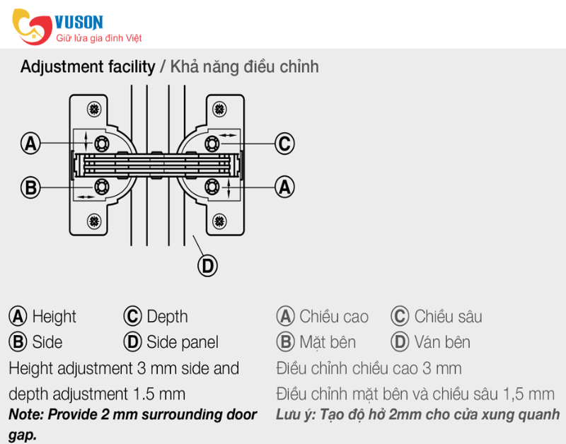 Bản lề tủ cho góc vát chéo 45° Hafele - 325.00.708