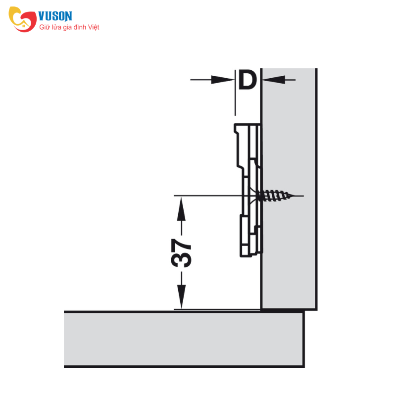 Đế bản lề tủ Metalla SM 4 lỗ H2 Hafele - 334.90.006