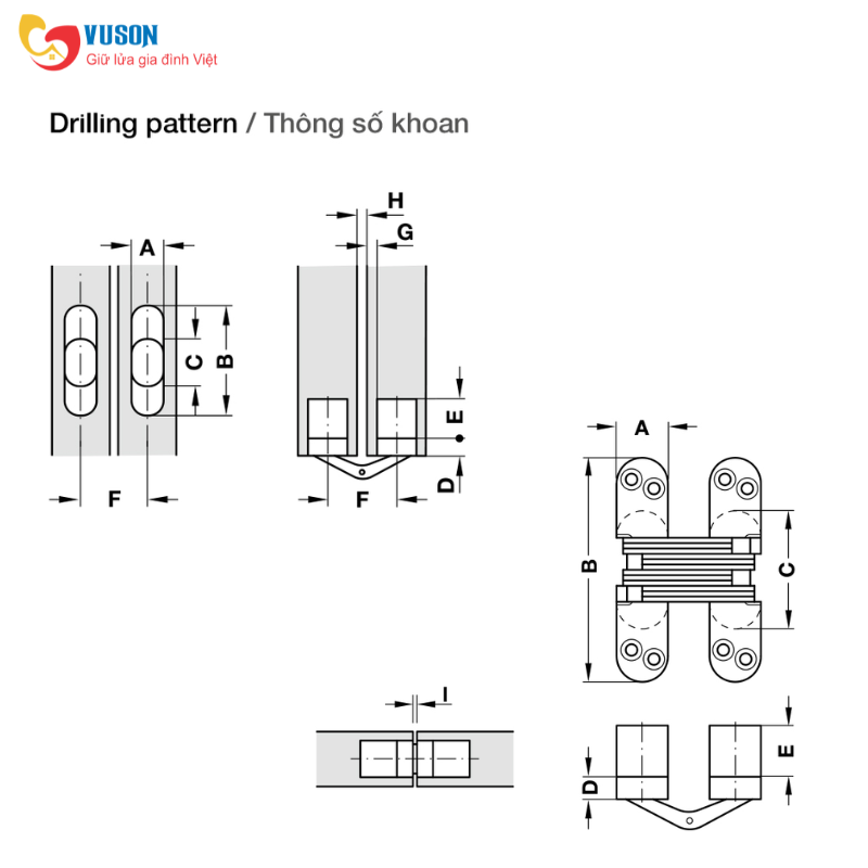 Bản lề âm cho cửa gỗ dày 13-16mm Hafele - 341.07.518