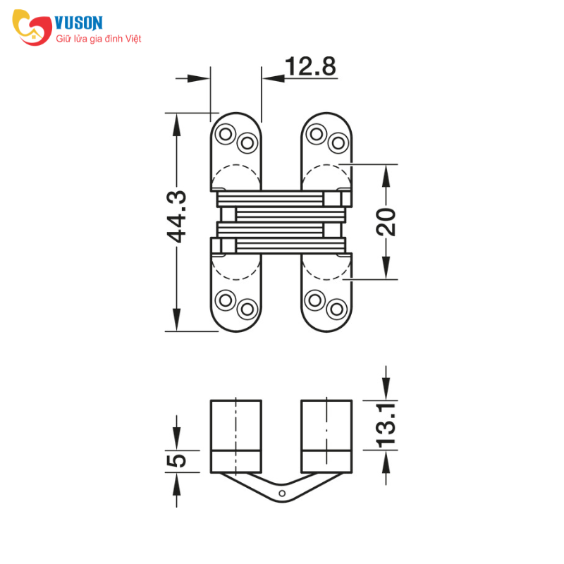 Bản lề âm cho cửa gỗ dày 19-24mm Hafele - 341.07.527