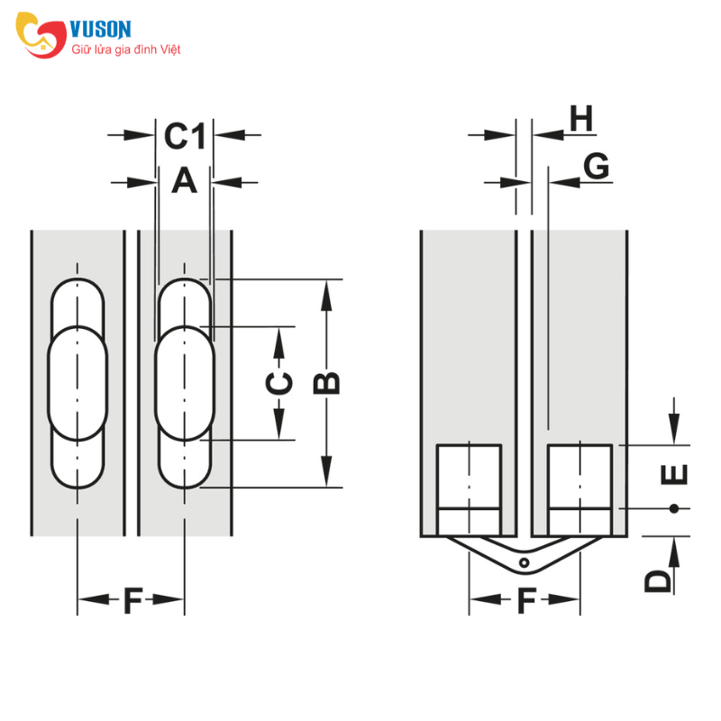 Bản lề âm cho cửa gỗ dày 19-24mm Hafele - 341.07.527
