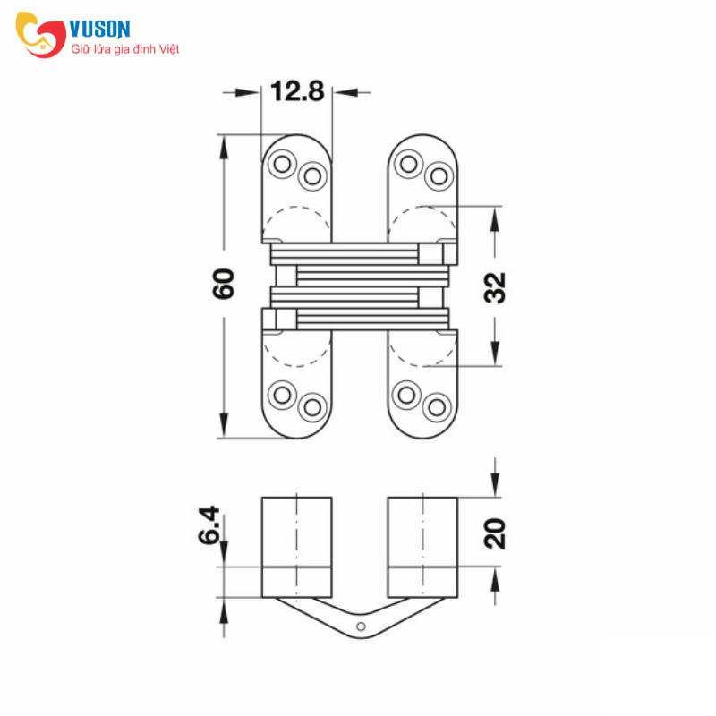 Bản lề âm cho cửa gỗ dày 19-25mm Hafele - 341.07.536