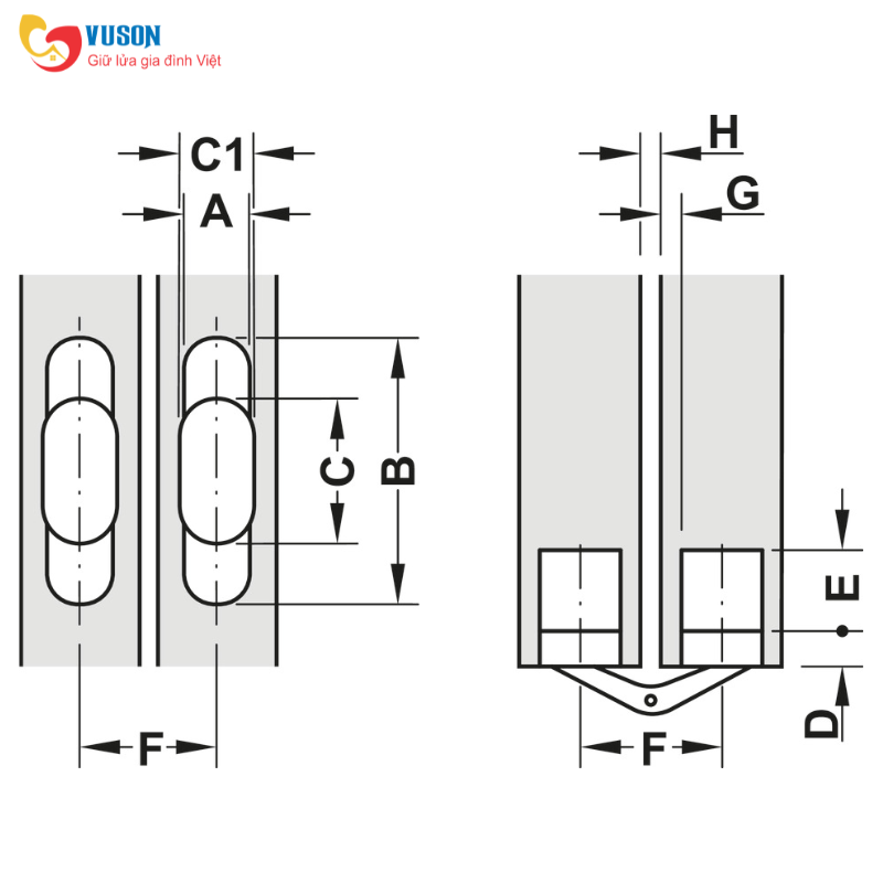 Bản lề âm cho cửa gỗ dày 19-25mm Hafele - 341.07.536