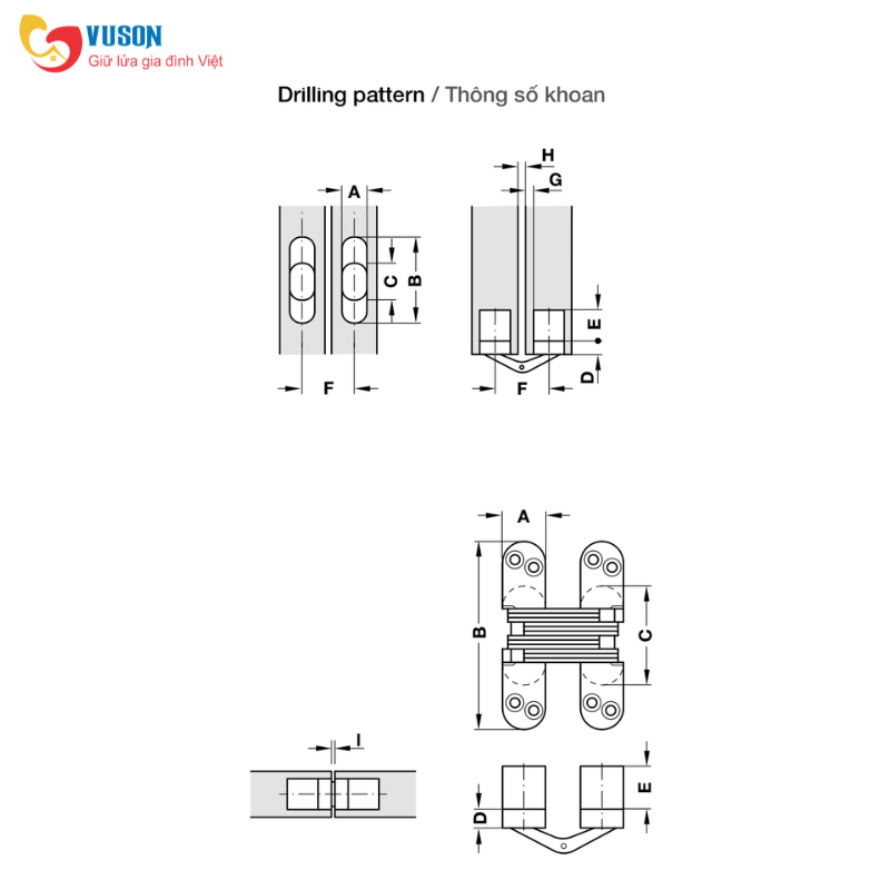 Bản lề âm cho cửa gỗ dày 13-16mm Hafele - 341.07.718