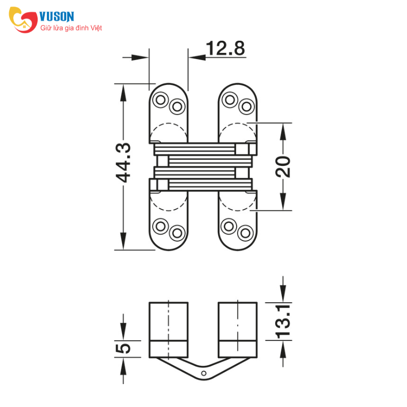 Bản lề âm cho cửa gỗ dày 19-24mm Hafele - 341.07.727