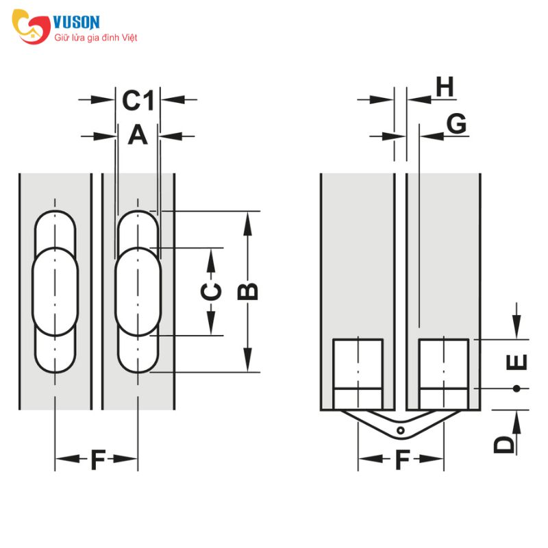 Bản lề âm cho cửa gỗ dày 19-24mm Hafele - 341.07.727