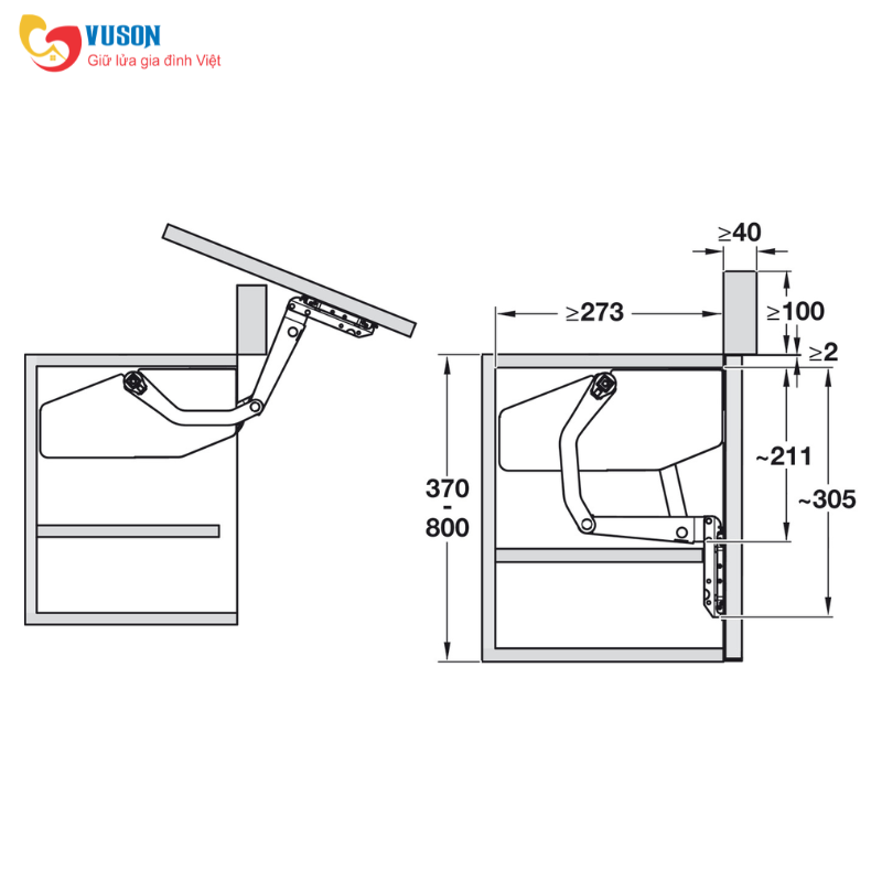 Tay nâng Free Swing S5SW Hafele - 372.34.611