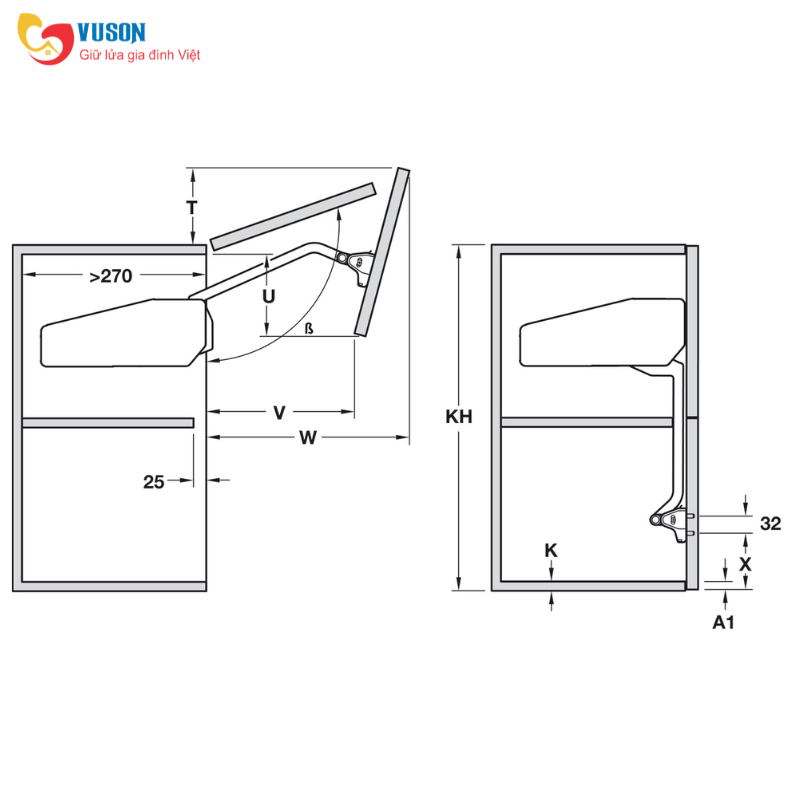 Bộ hộp lực Free Fold I6FS Hafele - 372.38.675