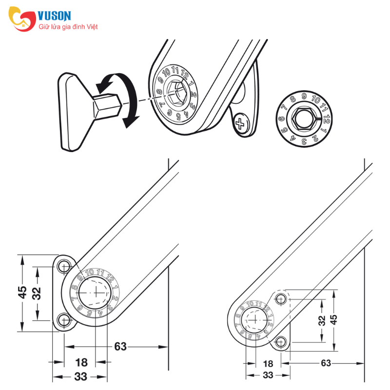 Tay nâng FREE FLAP H 1.5 D SM TRẮNG R Hafele - 372.39.830