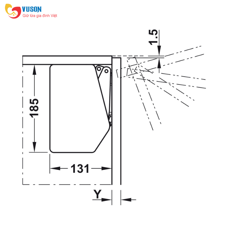 Tay nâng Free Flap 3.15 E Hafele - 372.91.412