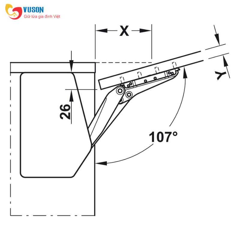 Tay nâng Free Flap 3.15 E Hafele - 372.91.412