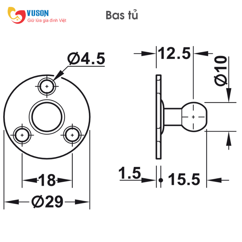 Pittong Đẩy Cánh Tủ 60N Hafele 373.82.906