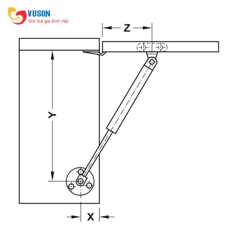 Pittong Đẩy Cánh Tủ 60N Hafele 373.82.906