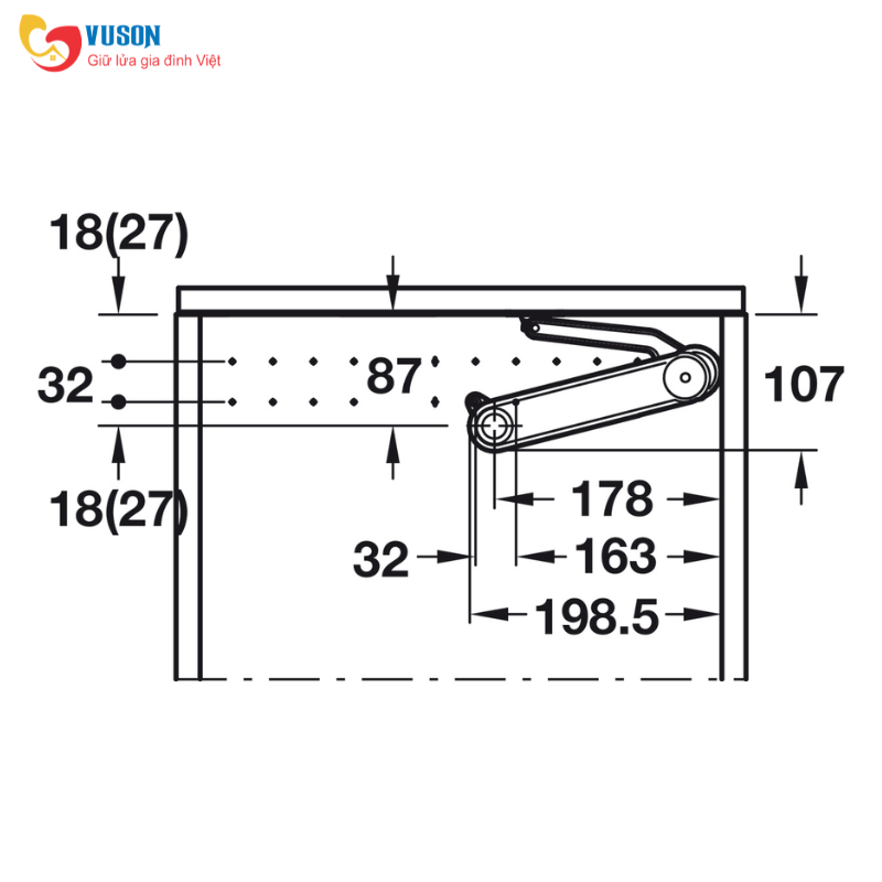Tay nâng Maxi up H 3675H Hafele - 373.85.702