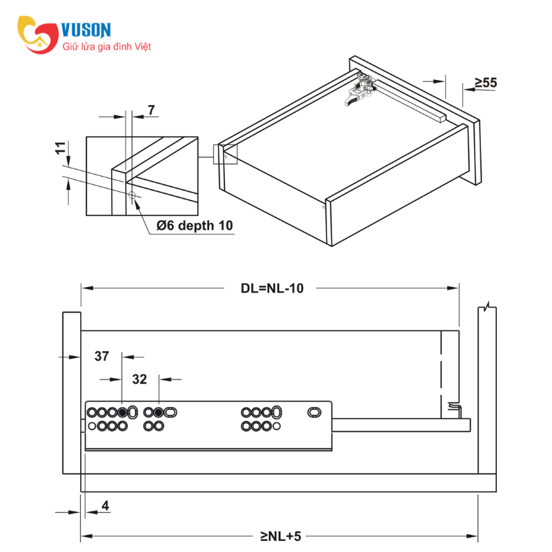 Ray Âm EPC Evo Giảm Chấn Toàn Phần 400mm 30kg Hafele - 433.32.073