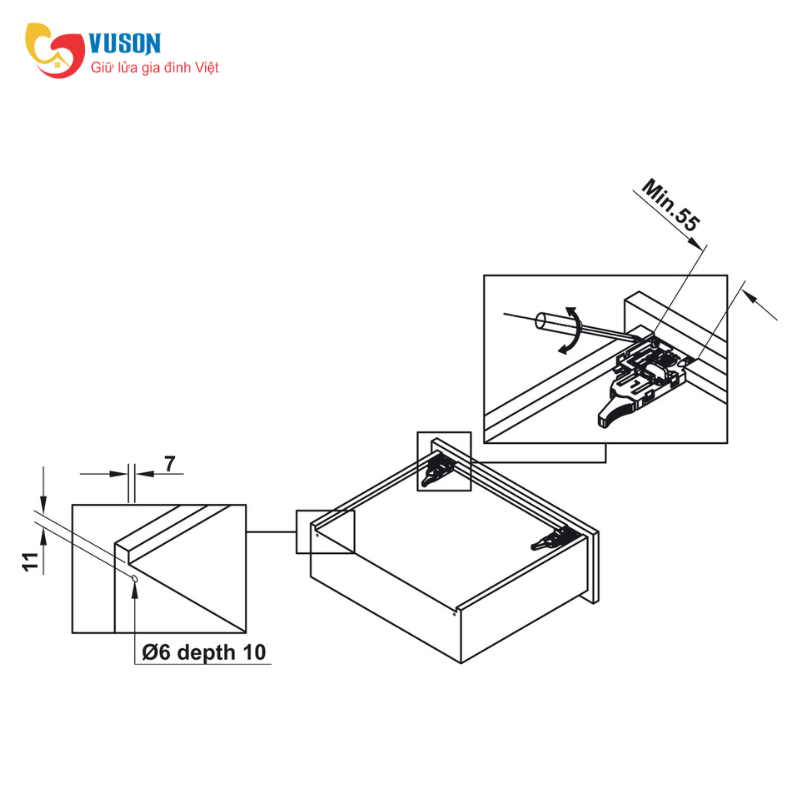 Ray Âm EPC EVO Mở 3/4 Giảm Chấn 270mm Hafele 433.32.500