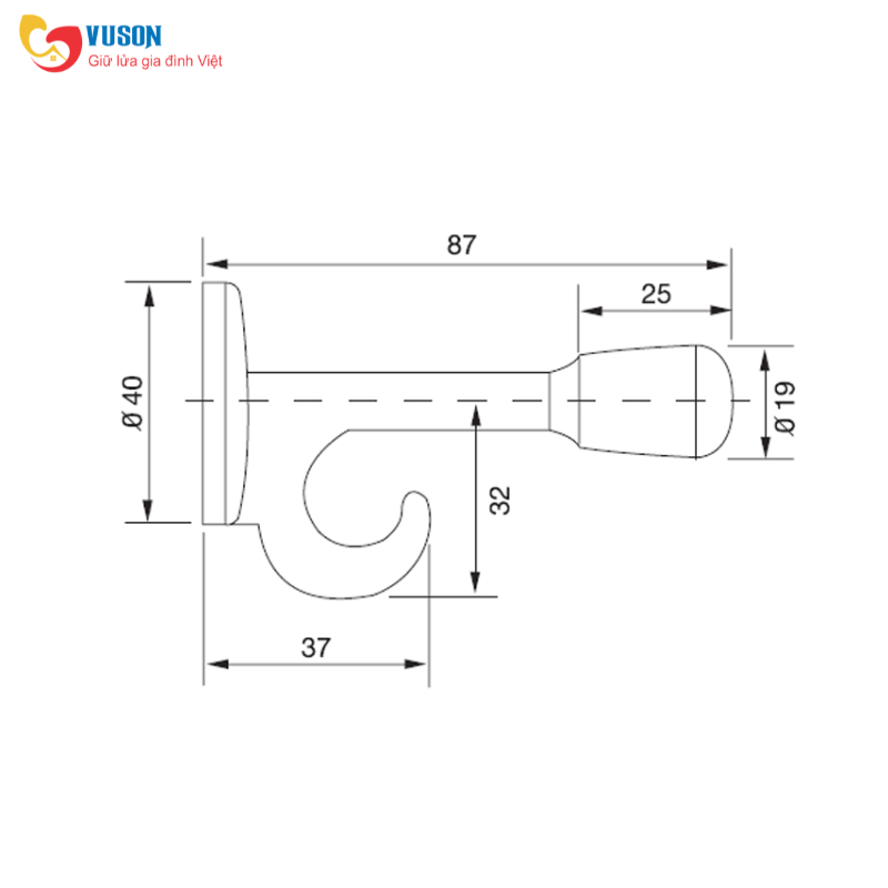 Chặn Cửa Gắn Tường Có Móc Đồng Bóng Hafele - 489.70.221
