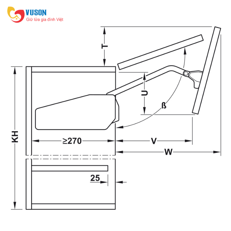 Tay Nâng Free Fold Short H6fs Nắp Trắng Hafele - 493.05.899