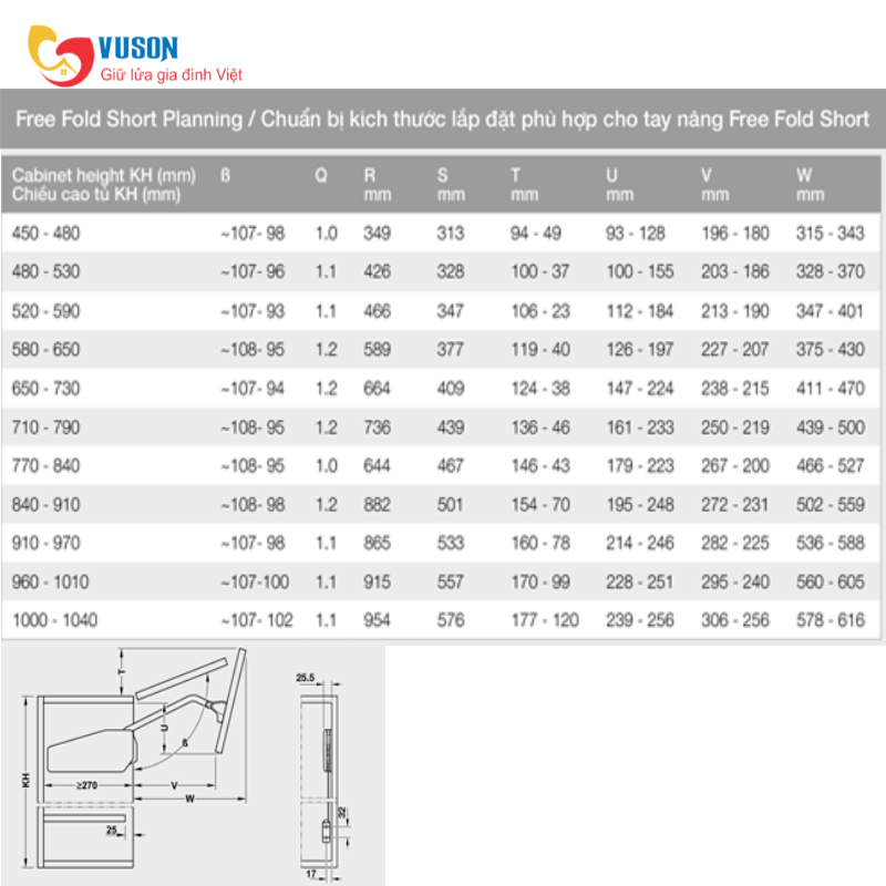 Tay Nâng Free Fold Short H6fs Nắp Trắng Hafele - 493.05.899