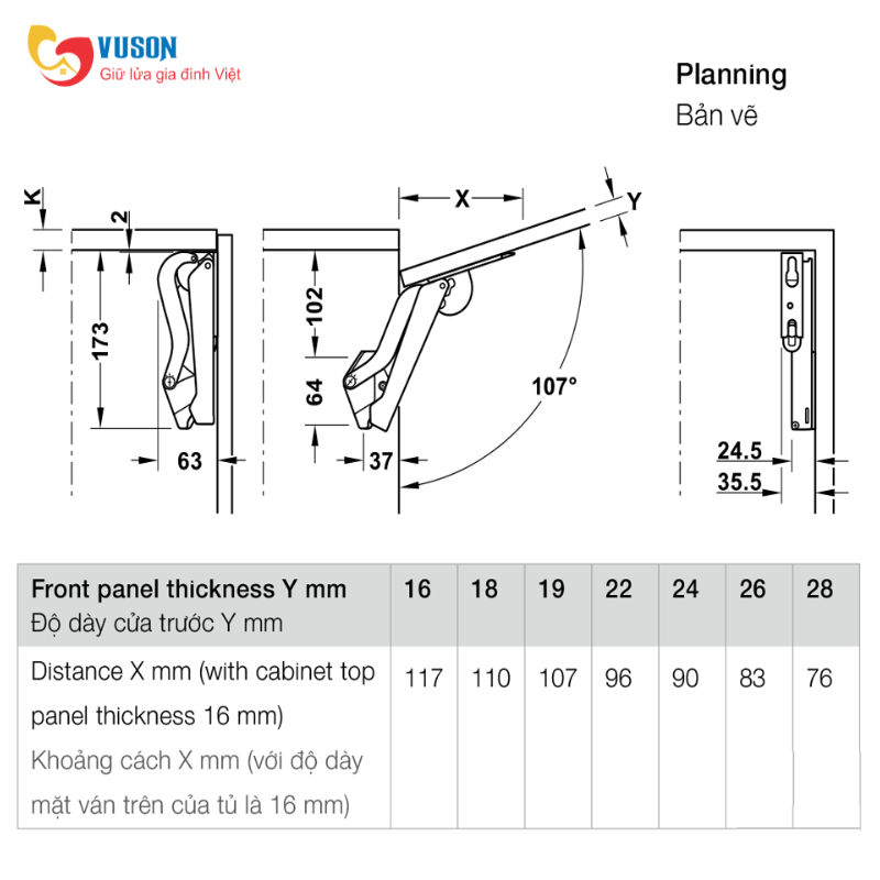 Tay Nâng Free Space Loại E Hafele 493.05.913