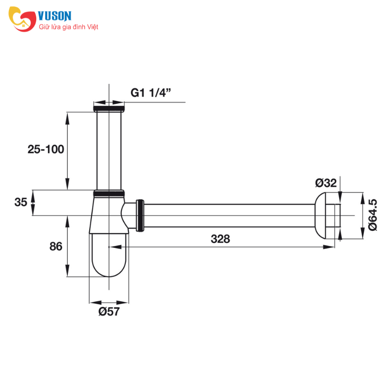 Bẫy nước Siphon Hafele P-Trap - 495.61.242