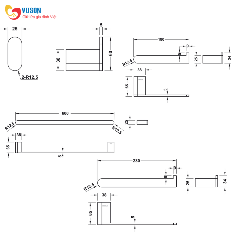 Bộ phụ kiện phòng tắm Hafele Chiba chrome - 499.98.351