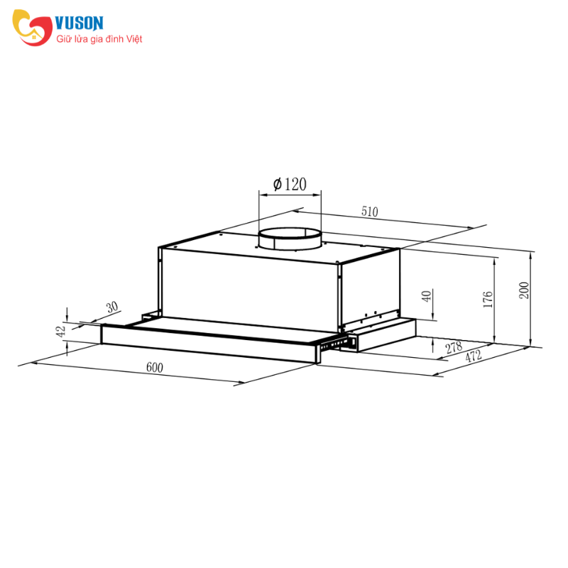Máy hút mùi âm tủ Hafele HC-T603B - 533.86.811