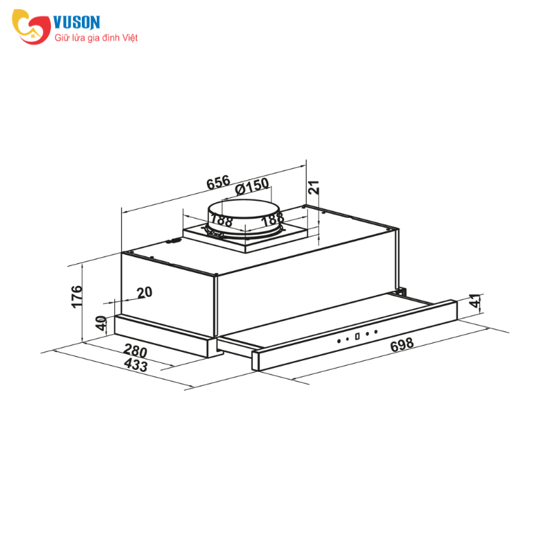 Máy hút mùi âm tủ Hafele HC-H7031TB - 538.86.096