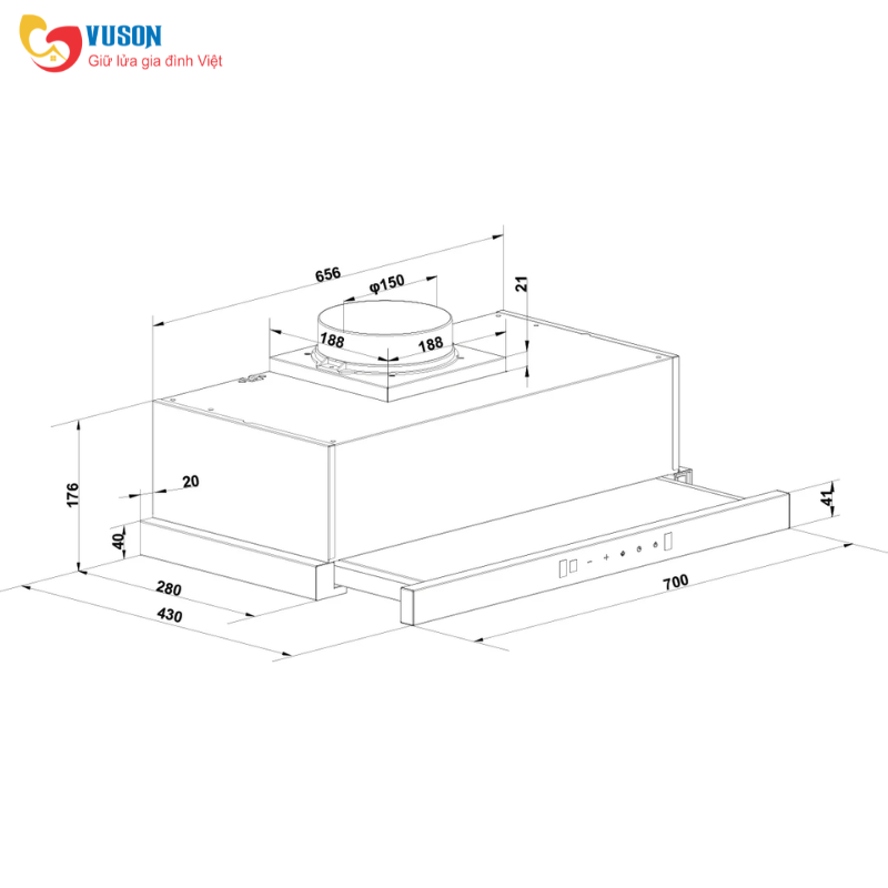 Máy hút mùi âm tủ Hafele HC-H7032TB - 538.86.098