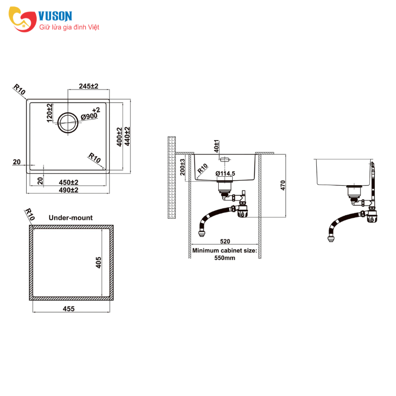 Chậu rửa bát Inox Hafele Satin R10 HS24-SSN1S-490 - 567.24.417