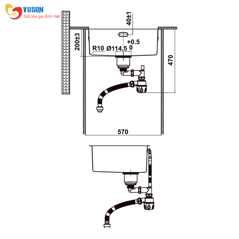 Chậu rửa bát Inox Hafele WF R10 HS25-SSN1S-540 - 567.24.480