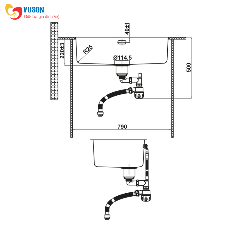 Chậu rửa bát Inox Hafele R25 HS25-SSN1S-760 - 567.24.482