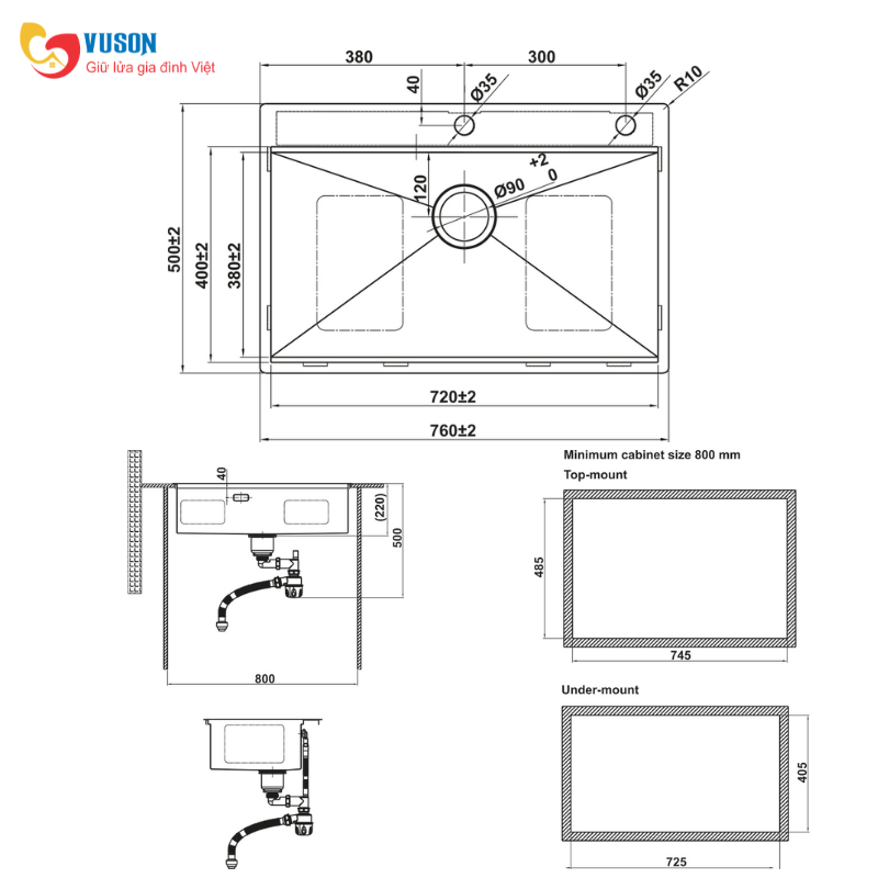 Chậu rửa bát Inox Hafele WS R10 HS25-SSN1S-7650 - 567.24.484