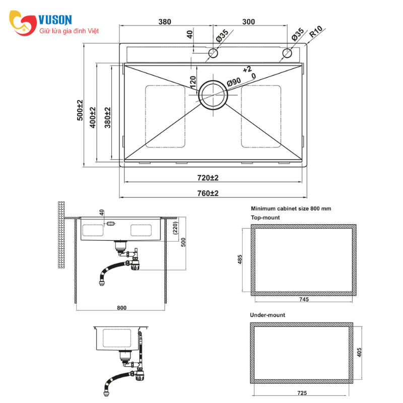 Chậu rửa bát Inox Hafele WS R10 HS25-SSN1S-7650 - 567.24.485