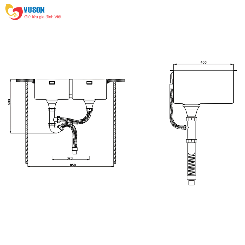 Chậu rửa bát Inox Hafele HS22-SSN2S90P - 567.94.000