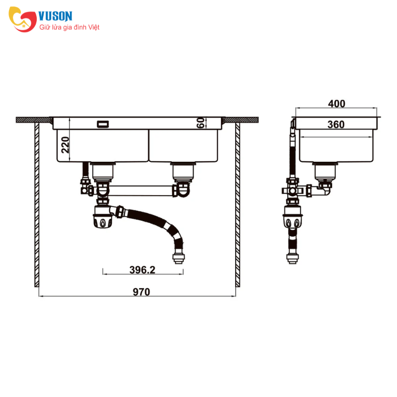 Chậu rửa bát Inox Hafele WS R10 HS25-SSN2S-8744 - 567.94.022